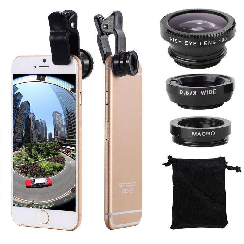 Universal Metal Clip Camera Mobile Phone Lens 3 In 1