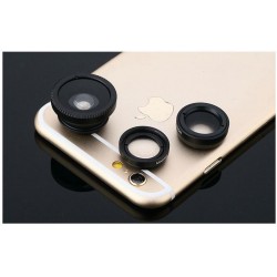 Universal Metal Clip Camera Mobile Phone Lens 3 In 1